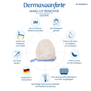 Dermaxaan forte Make up Remover "Glove"     Abschmink-Handschuh aus Mikrofaser - Waschbare Abschminktücher – Make-up entfernen nur mit Wasser